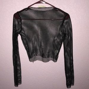 Mesh long sleeve crop top